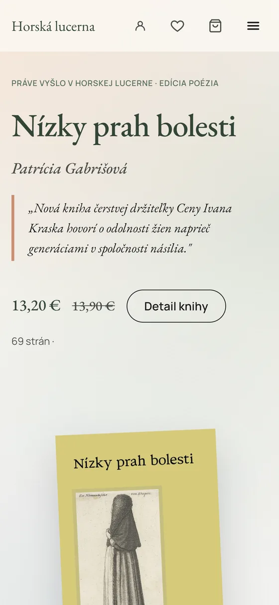 Horská Lucerna — knižný e-shop vydavateľstva — náhľad na mobile