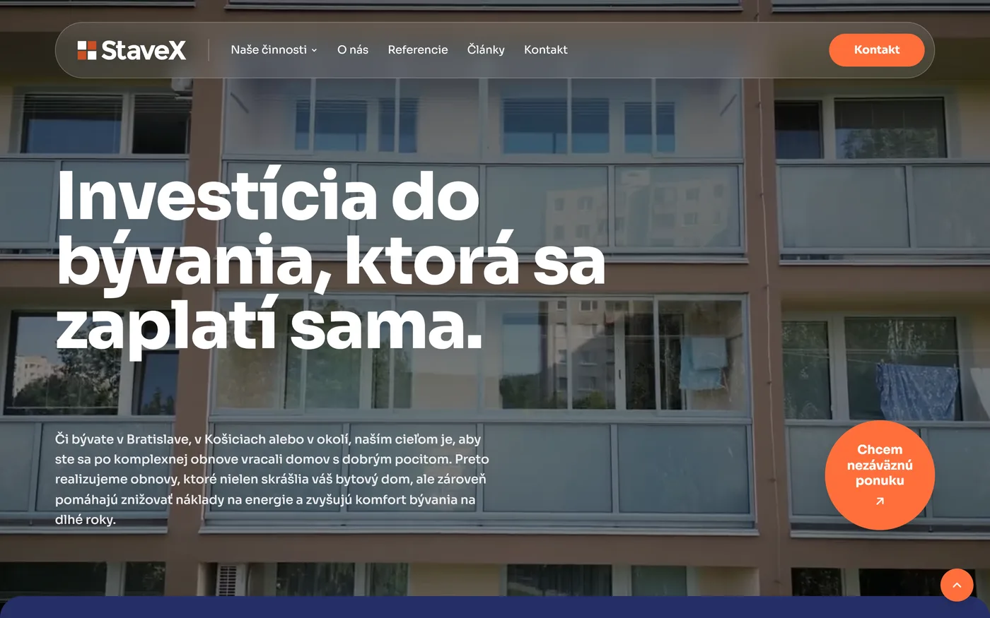 STAVEX Slovakia — web stavebnej firmy — náhľad na notebooku