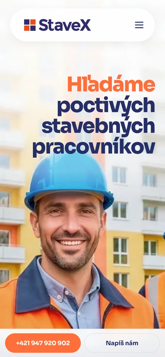 STAVEX — nábor — náhľad na mobile